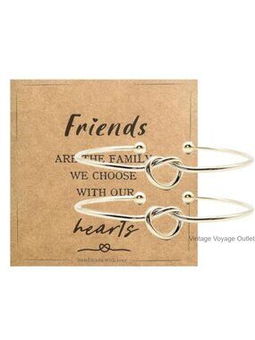 Love Knot Friendship Bracelets Set of 2 Adjustable Bangle Gift for Women